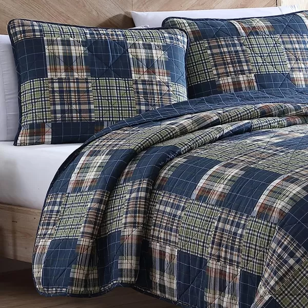imageEddie Bauer  Twin Quilt Set Cotton Reversible Bedding with Matching Sham Lightweight Home Decor for All Seasons Madrona NavyRed TwinMadrona Plaid NavyGreen Queen