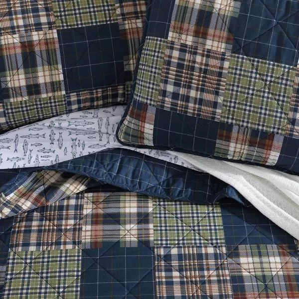 imageEddie Bauer  Twin Quilt Set Cotton Reversible Bedding with Matching Sham Lightweight Home Decor for All Seasons Madrona NavyRed TwinMadrona Plaid NavyGreen Queen