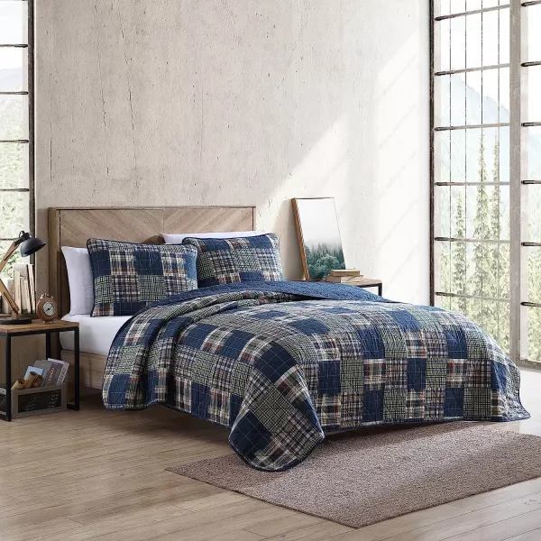 imageEddie Bauer  Twin Quilt Set Cotton Reversible Bedding with Matching Sham Lightweight Home Decor for All Seasons Madrona NavyRed TwinMadrona Plaid NavyGreen Queen