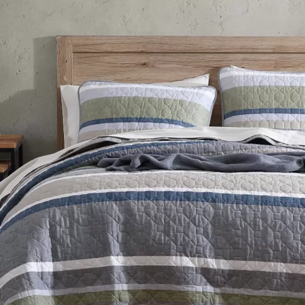 imageEddie Bauer  Twin Quilt Set Cotton Reversible Bedding with Matching Sham Lightweight Home Decor for All Seasons Salmon Ladder Multi TwinSalmon Ladder KhakiGreyNavyGreen Twin