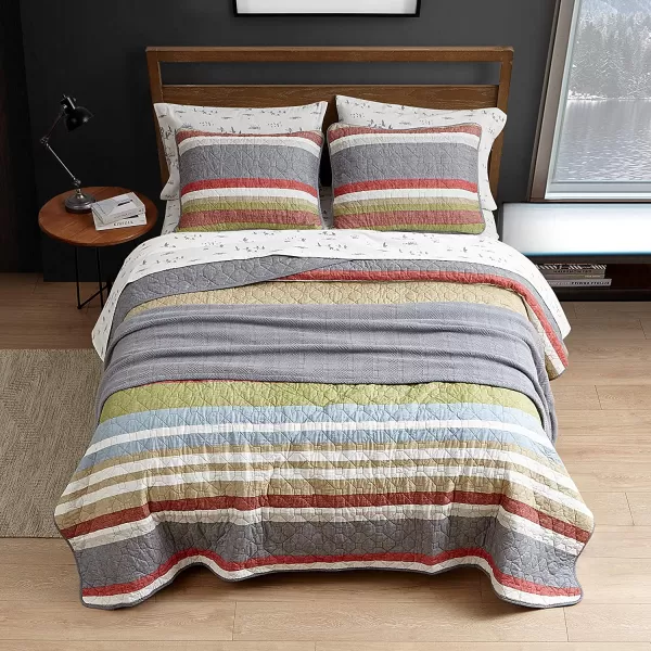 imageEddie Bauer  Twin Quilt Set Cotton Reversible Bedding with Matching Sham Lightweight Home Decor for All Seasons Salmon Ladder Multi TwinSalmon Ladder Multi Twin
