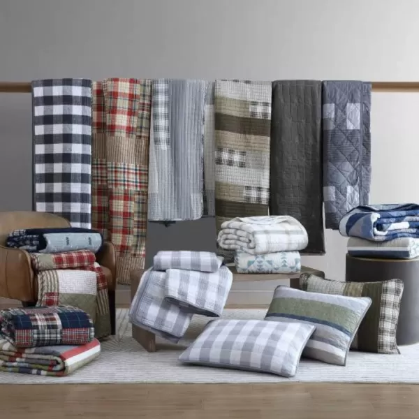imageEddie Bauer  Twin Quilt Set Cotton Reversible Bedding with Matching Sham Lightweight Home Decor for All Seasons Salmon Ladder Multi TwinSalmon Ladder KhakiGreyNavyGreen Twin