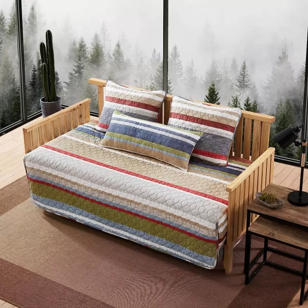 imageEddie Bauer  Twin Quilt Set Cotton Reversible Bedding with Matching Sham Lightweight Home Decor for All Seasons Salmon Ladder Multi TwinSalmon Ladder Multi Daybed