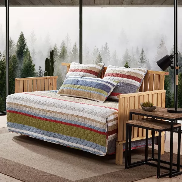 imageEddie Bauer  Twin Quilt Set Cotton Reversible Bedding with Matching Sham Lightweight Home Decor for All Seasons Salmon Ladder Multi TwinSalmon Ladder Multi Daybed