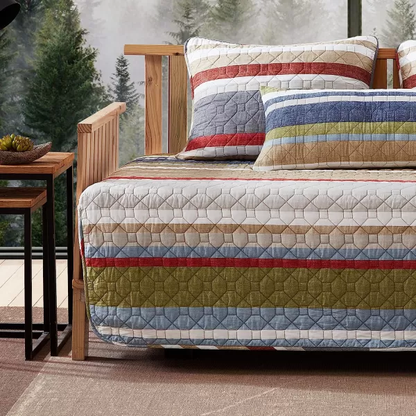 imageEddie Bauer  Twin Quilt Set Cotton Reversible Bedding with Matching Sham Lightweight Home Decor for All Seasons Salmon Ladder Multi TwinSalmon Ladder Multi Daybed