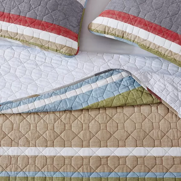 imageEddie Bauer  Twin Quilt Set Cotton Reversible Bedding with Matching Sham Lightweight Home Decor for All Seasons Salmon Ladder Multi TwinSalmon Ladder Multi Daybed