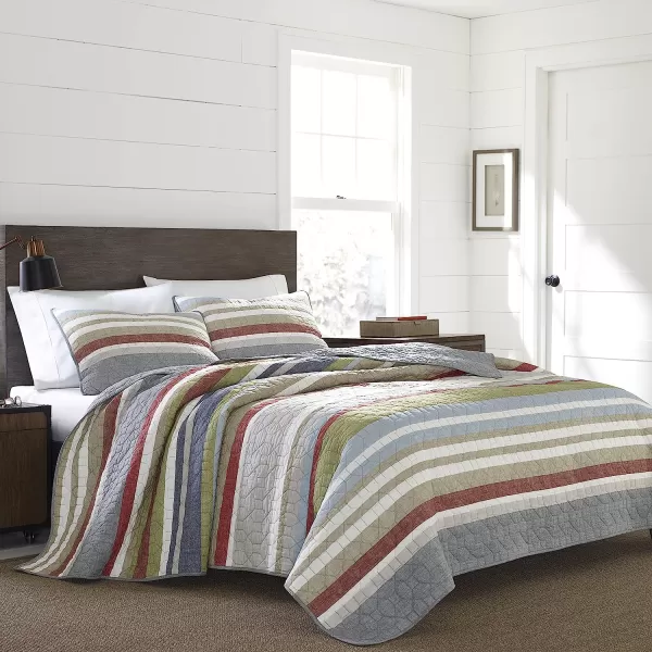 imageEddie Bauer  Twin Quilt Set Cotton Reversible Bedding with Matching Sham Lightweight Home Decor for All Seasons Salmon Ladder Multi TwinSalmon Ladder Multi Queen