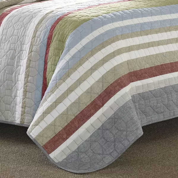 imageEddie Bauer  Twin Quilt Set Cotton Reversible Bedding with Matching Sham Lightweight Home Decor for All Seasons Salmon Ladder Multi TwinSalmon Ladder Multi Queen
