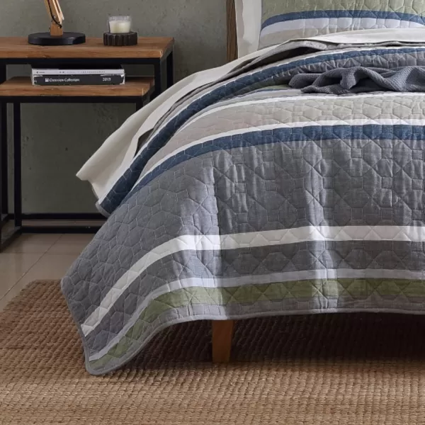 imageEddie Bauer  Twin Quilt Set Cotton Reversible Bedding with Matching Sham Lightweight Home Decor for All Seasons Salmon Ladder Multi TwinSalmon Ladder KhakiGreyNavyGreen Twin
