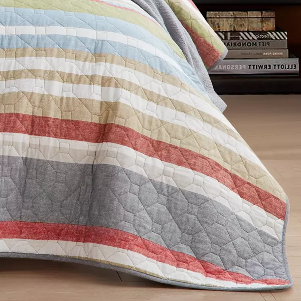 imageEddie Bauer  Twin Quilt Set Cotton Reversible Bedding with Matching Sham Lightweight Home Decor for All Seasons Salmon Ladder Multi TwinSalmon Ladder Multi Queen