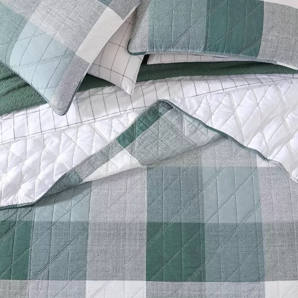 imageEddie Bauer  Twin Quilt Set Cotton Reversible Bedding with Matching Sham Medium Weight Home Decor Boulder Green TwinDaybed Green