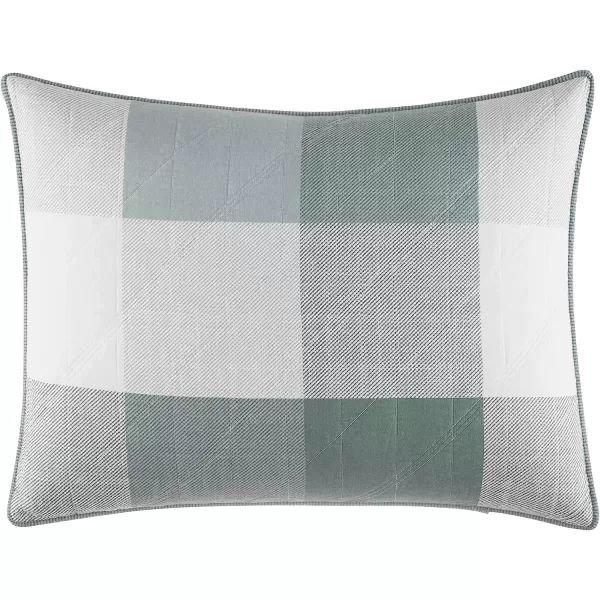 imageEddie Bauer  Twin Quilt Set Cotton Reversible Bedding with Matching Sham Medium Weight Home Decor Boulder Green TwinQueen Green