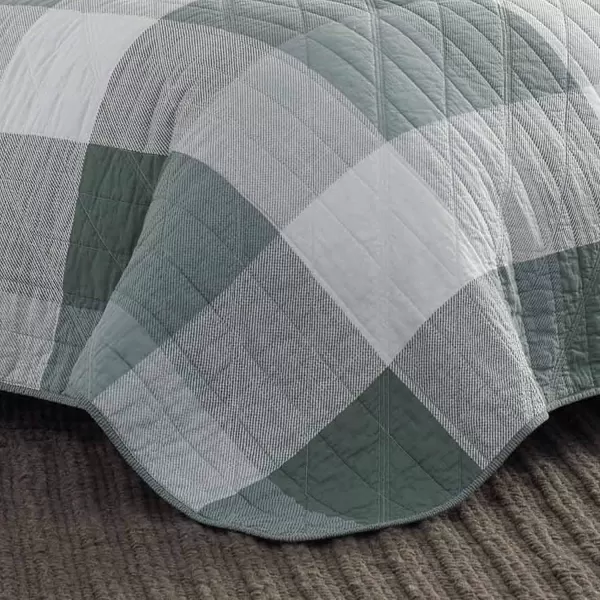 imageEddie Bauer  Twin Quilt Set Cotton Reversible Bedding with Matching Sham Medium Weight Home Decor Boulder Green TwinQueen Green