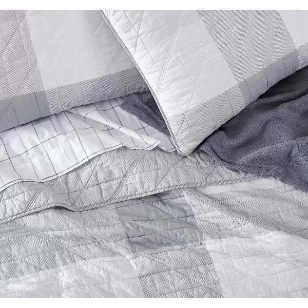 imageEddie Bauer  Twin Quilt Set Cotton Reversible Bedding with Matching Sham Medium Weight Home Decor Boulder Green TwinQueen Grey