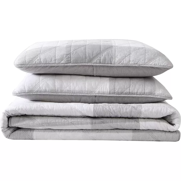 imageEddie Bauer  Twin Quilt Set Cotton Reversible Bedding with Matching Sham Medium Weight Home Decor Boulder Green TwinQueen Grey