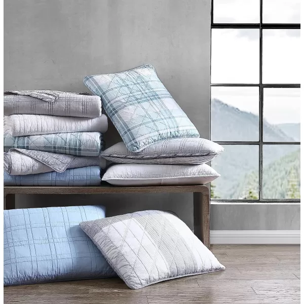 imageEddie Bauer  Twin Quilt Set Cotton Reversible Bedding with Matching Sham Medium Weight Home Decor Boulder Green TwinQueen Grey