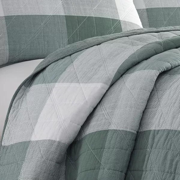 imageEddie Bauer  Twin Quilt Set Cotton Reversible Bedding with Matching Sham Medium Weight Home Decor Boulder Green TwinTwin Green