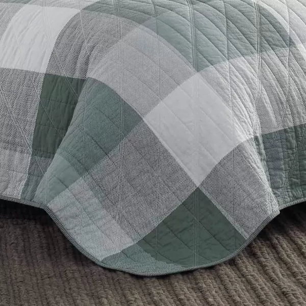 imageEddie Bauer  Twin Quilt Set Cotton Reversible Bedding with Matching Sham Medium Weight Home Decor Boulder Green TwinTwin Green