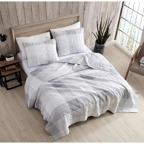 imageEddie Bauer  Twin Quilt Set Cotton Reversible Bedding with Matching Sham Medium Weight Home Decor Boulder Green TwinTwin Grey