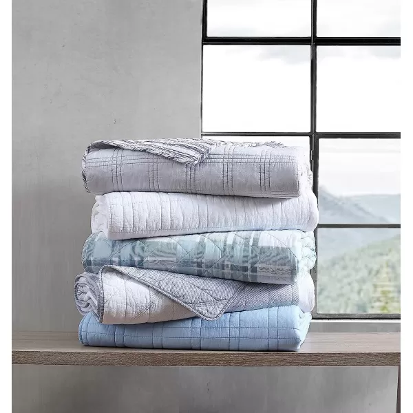 imageEddie Bauer  Twin Quilt Set Cotton Reversible Bedding with Matching Sham Medium Weight Home Decor Boulder Green TwinTwin Grey