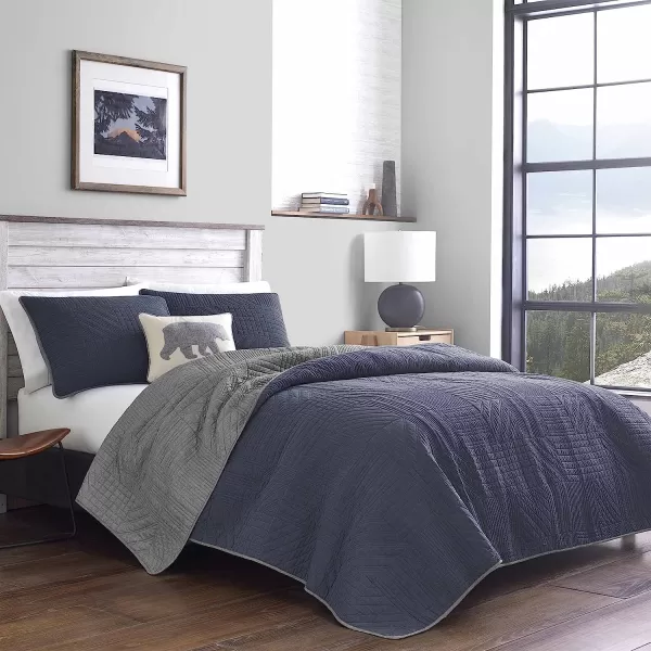imageEddie Bauer  Twin Quilt Set Reversible Bedding with Matching Sham Lightweight Home Decor for All Seasons Hidden Lake Blue TwinKing Blue