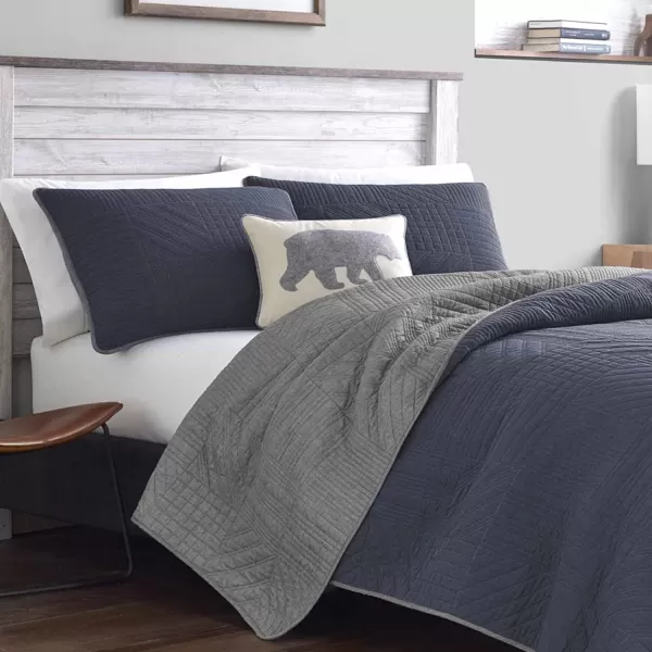 imageEddie Bauer  Twin Quilt Set Reversible Bedding with Matching Sham Lightweight Home Decor for All Seasons Hidden Lake Blue TwinKing Blue