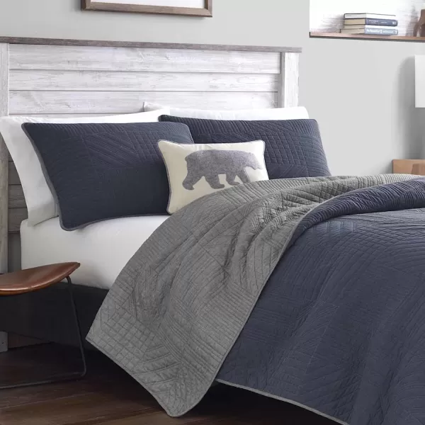 imageEddie Bauer  Twin Quilt Set Reversible Bedding with Matching Sham Lightweight Home Decor for All Seasons Hidden Lake Blue TwinTwin Blue