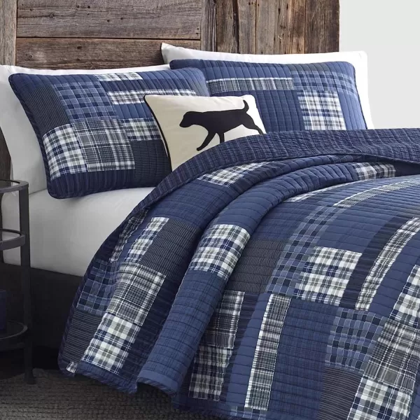 imageEddie Bauer  Twin Quilt Set Reversible Cotton Bedding with Matching Sham Lightweight Home Decor for All Seasons Eastmont Navy TwinTwin Navy