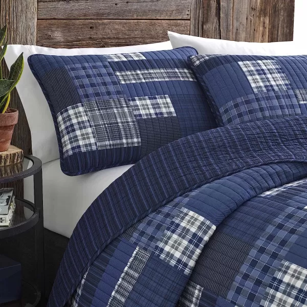 imageEddie Bauer  Twin Quilt Set Reversible Cotton Bedding with Matching Sham Lightweight Home Decor for All Seasons Eastmont Navy TwinTwin Navy