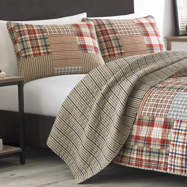 imageEddie Bauer  Twin Quilt Set Reversible Cotton Bedding with Matching Sham Lightweight Home Decor for All Seasons Hawthorne Brown TwinTwin Brown