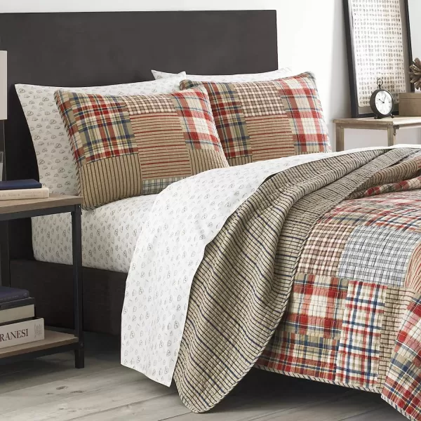 imageEddie Bauer  Twin Quilt Set Reversible Cotton Bedding with Matching Sham Lightweight Home Decor for All Seasons Hawthorne Brown TwinTwin Brown