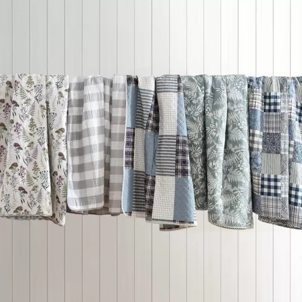 imageEddie Bauer  Twin Quilt Set Reversible Cotton Bedding with Matching Sham Patchwork Home Decor with Plaid Reverse Cozy Plaid Patchwork BlueGreen TwinKing Cozy Plaid Patchwork BlueGreen