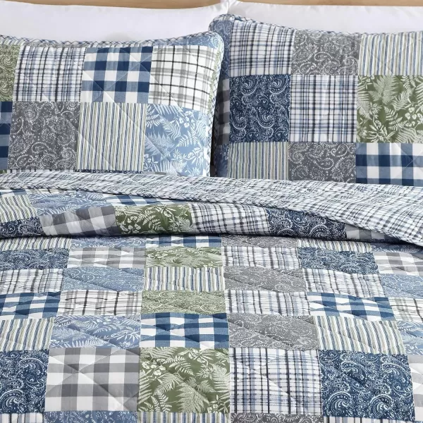imageEddie Bauer  Twin Quilt Set Reversible Cotton Bedding with Matching Sham Patchwork Home Decor with Plaid Reverse Cozy Plaid Patchwork BlueGreen TwinTwin Cozy Plaid Patchwork BlueGreen