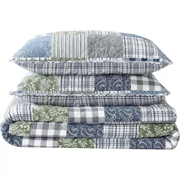 imageEddie Bauer  Twin Quilt Set Reversible Cotton Bedding with Matching Sham Patchwork Home Decor with Plaid Reverse Cozy Plaid Patchwork BlueGreen TwinTwin Cozy Plaid Patchwork BlueGreen