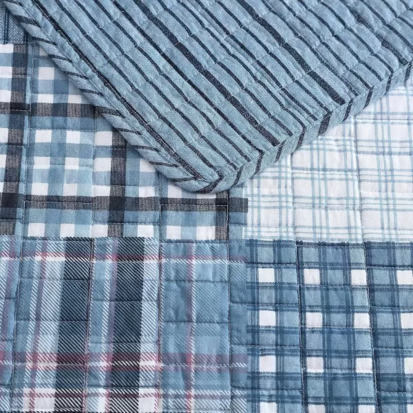 imageEddie Bauer  Twin Quilt Set Reversible Cotton Bedding with Matching Sham Patchwork Plaid Home Decor Hawthorne Blue TwinTwin Hawthorne Blue