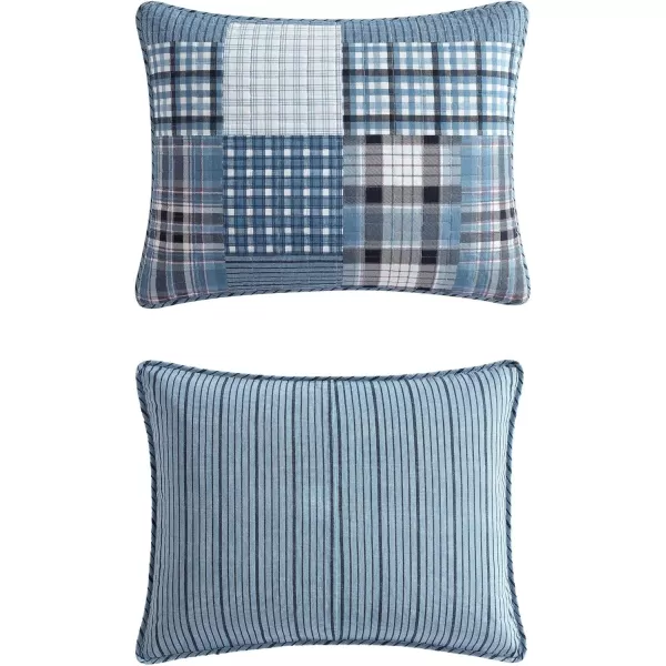 imageEddie Bauer  Twin Quilt Set Reversible Cotton Bedding with Matching Sham Patchwork Plaid Home Decor Hawthorne Blue TwinTwin Hawthorne Blue