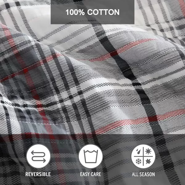 imageEddie Bauer  Twin Quilt Set Reversible Cotton Bedding with Matching Sham Plaid Home Decor for All Seasons Alder Plaid Grey TwinKing Alder Plaid Grey