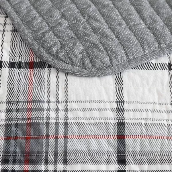 imageEddie Bauer  Twin Quilt Set Reversible Cotton Bedding with Matching Sham Plaid Home Decor for All Seasons Alder Plaid Grey TwinKing Alder Plaid Grey