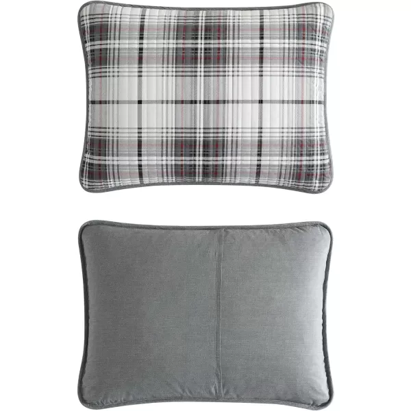 imageEddie Bauer  Twin Quilt Set Reversible Cotton Bedding with Matching Sham Plaid Home Decor for All Seasons Alder Plaid Grey TwinKing Alder Plaid Grey
