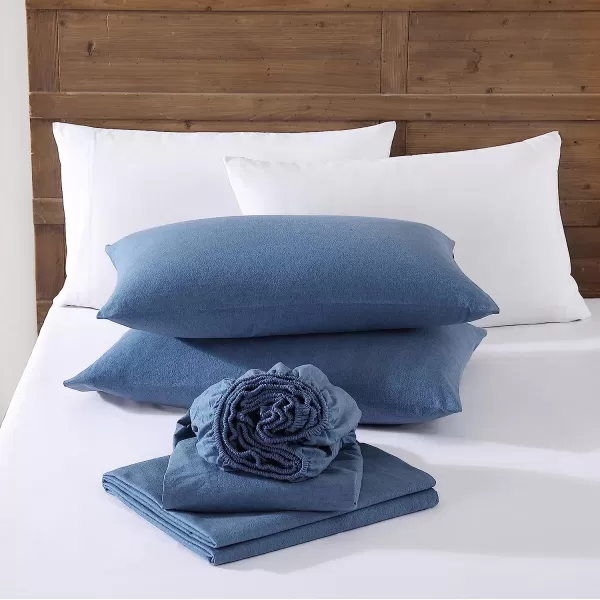 imageEddie Bauer  Twin Sheets Cotton Flannel Bedding Set Brushed for Extra Softness Cozy Home Decor Grey TwinBlue Twin