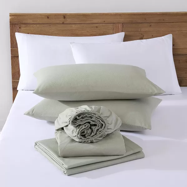 imageEddie Bauer  Twin Sheets Cotton Flannel Bedding Set Brushed for Extra Softness Cozy Home Decor Grey TwinGreen Queen