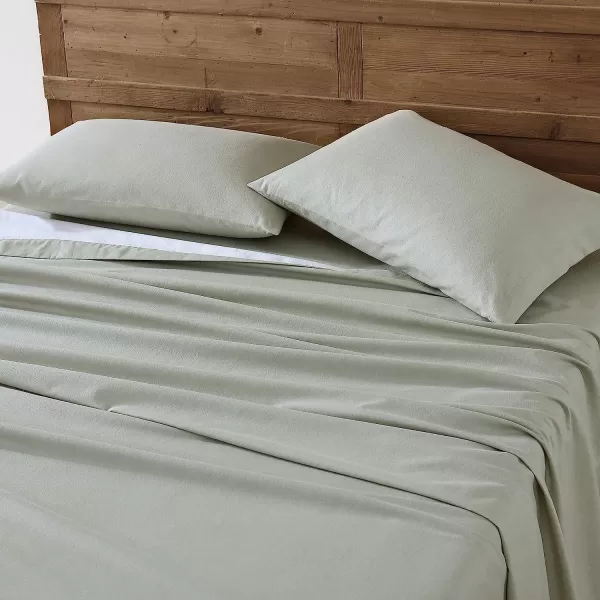 imageEddie Bauer  Twin Sheets Cotton Flannel Bedding Set Brushed for Extra Softness Cozy Home Decor Grey TwinGreen Twin