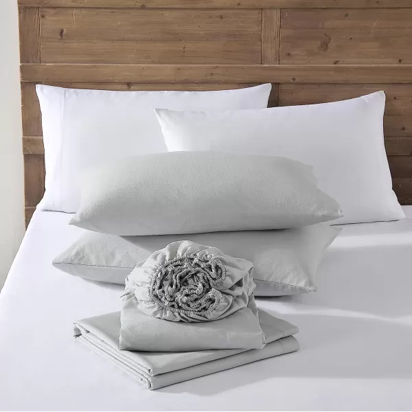 imageEddie Bauer  Twin Sheets Cotton Flannel Bedding Set Brushed for Extra Softness Cozy Home Decor Grey TwinGrey Full