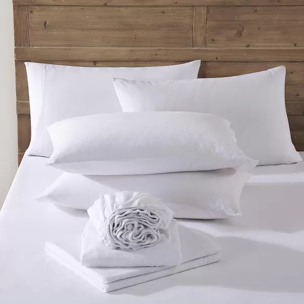 imageEddie Bauer  Twin Sheets Cotton Flannel Bedding Set Brushed for Extra Softness Cozy Home Decor Grey TwinWhite Full
