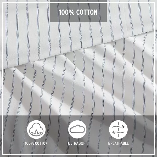 imageEddie Bauer  Twin Sheets Cotton Percale Bedding Set Crisp amp Cool Home Decor Light Green Plaid TwinKing Essential Stripe
