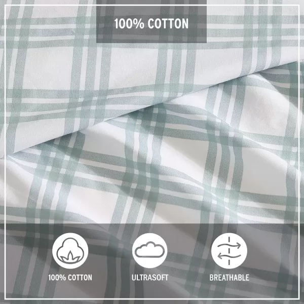 imageEddie Bauer  Twin Sheets Cotton Percale Bedding Set Crisp amp Cool Home Decor Light Green Plaid TwinTwin Basic Plaid Light Green