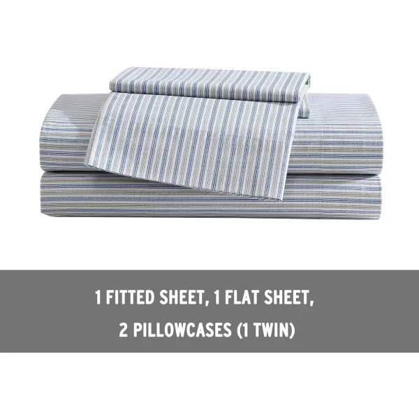 imageEddie Bauer  Twin Sheets Cotton Percale Bedding Set Crisp amp Cool Home Decor Light Green Plaid TwinTwin Ticking Stripe Green