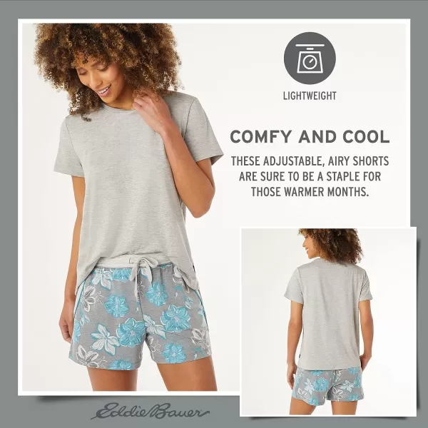 imageEddie Bauer 4Piece Print Pajama Set for Women  Long and Short Sleeve Crewneck Tops and Matching Boxers and JoggersAsst1tee