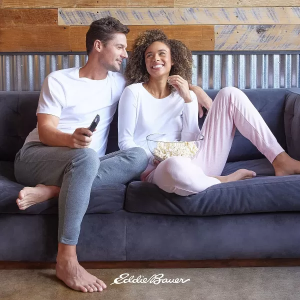 imageEddie Bauer 4Piece Print Pajama Set for Women  Long and Short Sleeve Crewneck Tops and Matching Boxers and JoggersNavy