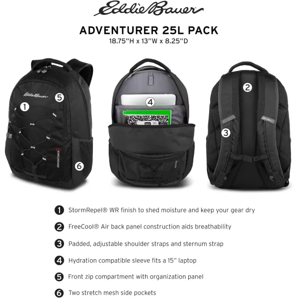 imageEddie Bauer Adventurer 25L Daypack Black One SizeBlack Adventurer 25l Daypack